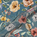 Teal Blue Floral Printed Viscose Crepe Fabric 110 Cms Width Soft Flowing Lightweight Dress Material India-D27932 Regal Fabrics