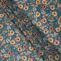 Teal Blue Floral Printed Viscose Crepe Fabric 110 Cms Width Soft Flowing Lightweight Dress Material India-D27932 Regal Fabrics