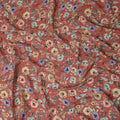 Terracotta Rust Red Floral Synthetic Crepe Fabric 110cm