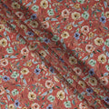 Terracotta Rust Red Floral Synthetic Crepe Fabric 110cm