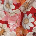 Red Multicolor Floral Allover Digital Print Viscose Crepe Fabric 110 Cms India-D26856
