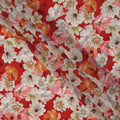 Red Multicolor Floral Allover Digital Print Viscose Crepe Fabric 110 Cms India-D26856