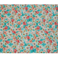 Turquoise Aqua Coral & Ivory Floral Printed Viscose Crepe Fabric 110 Cms India-D26859