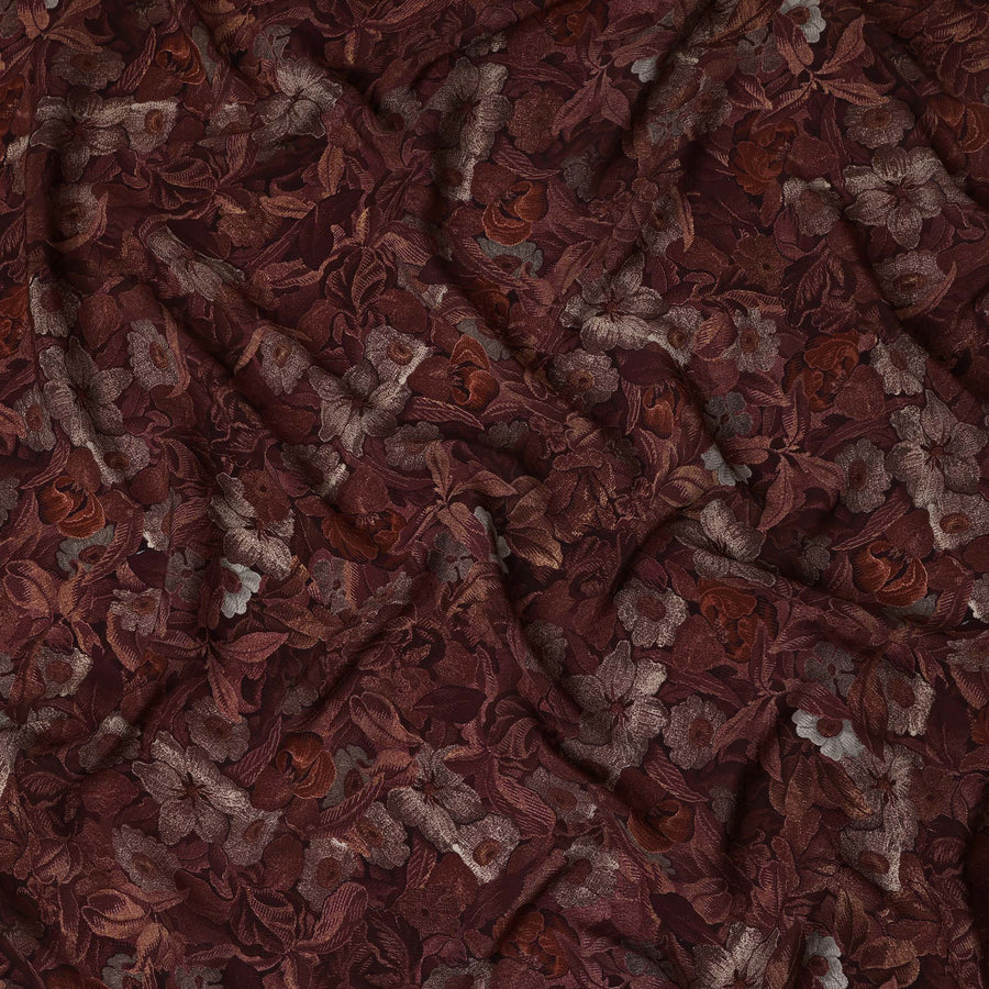 Maroon Floral Printed Viscose Crepe Fabric 110 Cms Width Soft Flowing Lightweight Dress Material India-D27929 Regal Fabrics