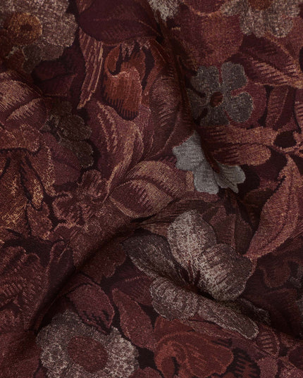 Maroon Floral Printed Viscose Crepe Fabric 110 Cms Width Soft Flowing Lightweight Dress Material India-D27929 Regal Fabrics