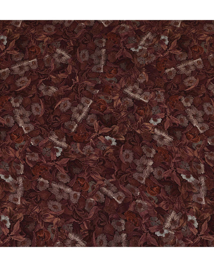 Maroon Floral Printed Viscose Crepe Fabric 110 Cms Width Soft Flowing Lightweight Dress Material India-D27929 Regal Fabrics