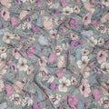 Grey Pastel Floral Allover Digital Print Viscose Crepe Fabric 110 Cms India-D26853