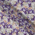Grey Purple Floral Printed Viscose Crepe Fabric 110 Cms Width Soft Flowing Lightweight Dress Material India-D27928