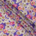 Purple Floral Printed Viscose Crepe Fabric 110 Cms Width Soft Flowing Lightweight Dress Material India-D27927