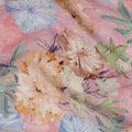 Soft Pink Peach & Sky Blue Floral Printed Viscose Crepe Fabric 110 Cms India-D26858