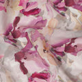 White Pink Floral Printed Viscose Crepe Fabric 110 Cms Width Soft Flowing Lightweight Dress Material India-D27933