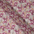 White Pink Floral Printed Viscose Crepe Fabric 110 Cms Width Soft Flowing Lightweight Dress Material India-D27933