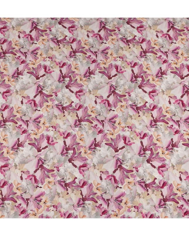 White Pink Floral Printed Viscose Crepe Fabric 110 Cms Width Soft Flowing Lightweight Dress Material India-D27933