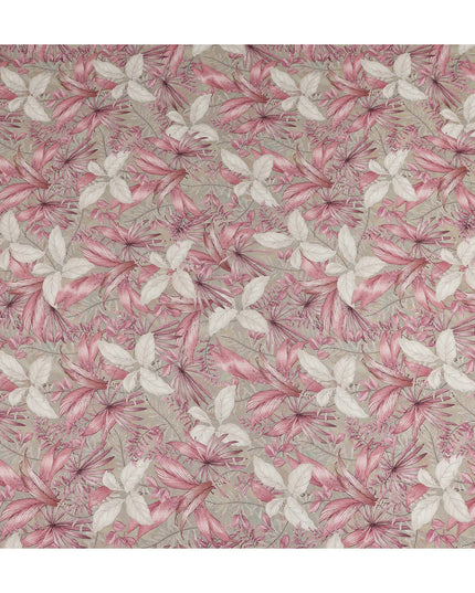 Beige Pink Floral Printed Viscose Crepe Fabric 110 Cms Width Soft Flowing Lightweight Dress Material India-D27931