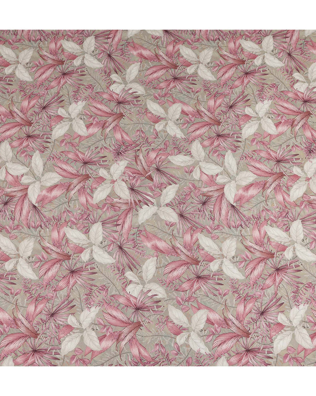 Beige Pink Floral Printed Viscose Crepe Fabric 110 Cms Width Soft Flowing Lightweight Dress Material India-D27931