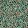 Teal Beige Abstract Marble Swirl Digital Print Viscose Crepe Fabric 110 Cms India-D26855