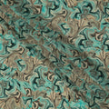 Teal Beige Abstract Marble Swirl Digital Print Viscose Crepe Fabric 110 Cms India-D26855