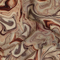 Beige Brown Abstract Marble Swirl Digital Print Viscose Crepe Fabric 110 Cms India-D26854