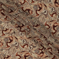 Beige Brown Abstract Marble Swirl Digital Print Viscose Crepe Fabric 110 Cms India-D26854