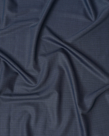 Blue Grey Textured Super 140’s All Wool Suiting Fabric, 150 cm Width, 3.75 Mtrs Piece, Scabal Premium Cloth, Made in England-D26804