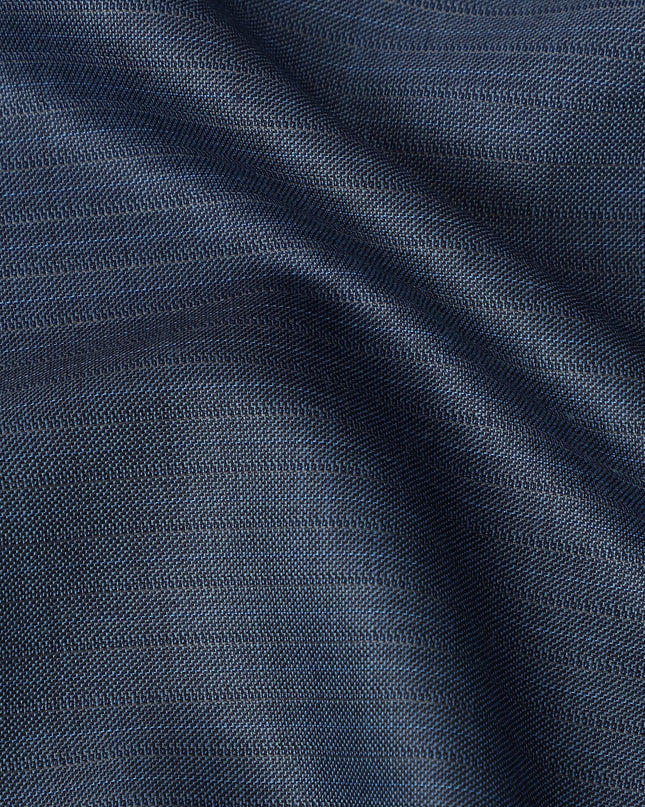 Blue Grey Textured Super 140’s All Wool Suiting Fabric, 150 cm Width, 3.75 Mtrs Piece, Scabal Premium Cloth, Made in England-D26804