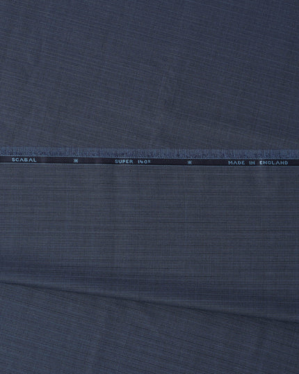 Blue Premium Super 140’s SCABAL English All Wool Suiting Fabric, Width 150 cms, 3.75 Mtrs Cut, Made in United Kingdom-D26781