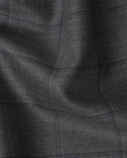 Grey Check Premium Super 140’s SCABAL English All Wool Suiting Fabric, Width 150 cms, 3.75 Mtrs Cut, Made in United Kingdom-D26780