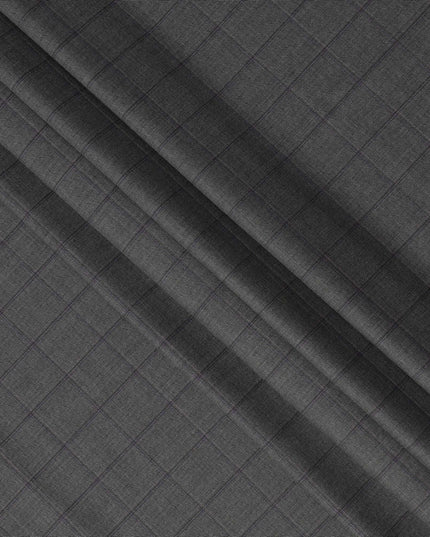 Grey Check Premium Super 140’s SCABAL English All Wool Suiting Fabric, Width 150 cms, 3.75 Mtrs Cut, Made in United Kingdom-D26780