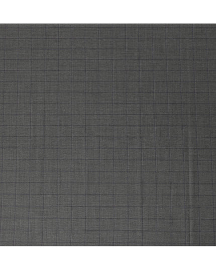 Grey Check Premium Super 140’s SCABAL English All Wool Suiting Fabric, Width 150 cms, 3.75 Mtrs Cut, Made in United Kingdom-D26780