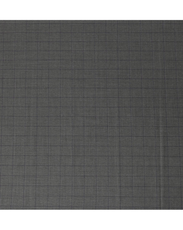 Grey Check Premium Super 140’s SCABAL English All Wool Suiting Fabric, Width 150 cms, 3.75 Mtrs Cut, Made in United Kingdom-D26780