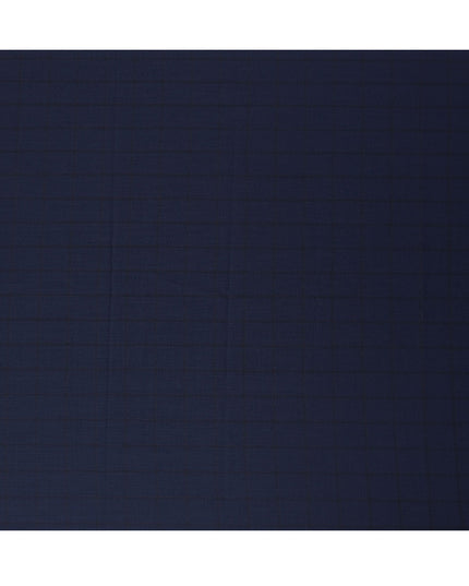 Navy Blue Check Premium Super 140’s SCABAL English All Wool Suiting Fabric, Width 150 cms, 3.75 Mtrs Cut, Made in United Kingdom-D26790