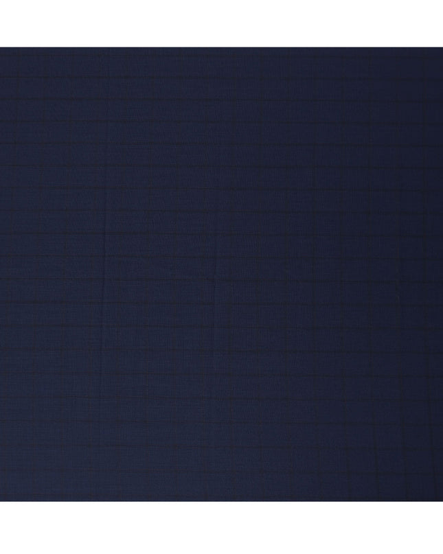 Navy Blue Check Premium Super 140’s SCABAL English All Wool Suiting Fabric, Width 150 cms, 3.75 Mtrs Cut, Made in United Kingdom-D26790
