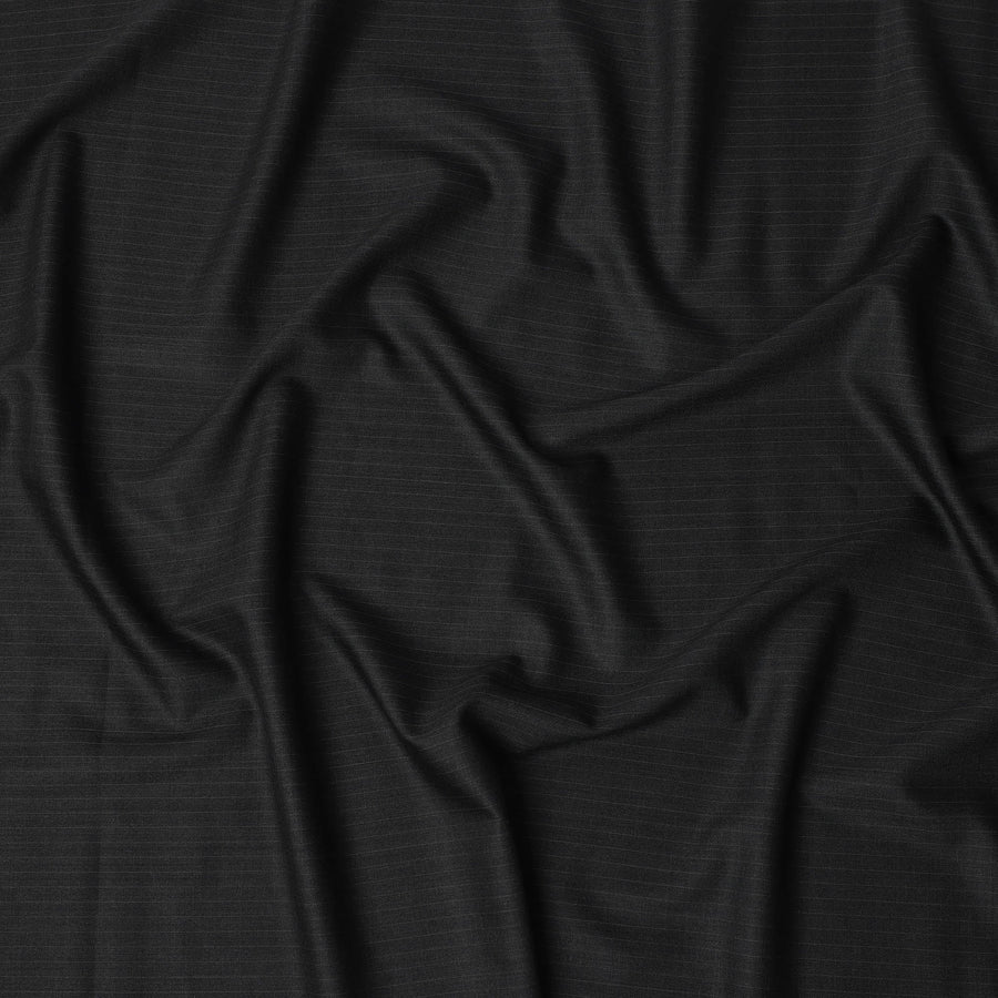 Charcoal Grey Pinstripe Super 140’s All Wool Suiting Fabric, 150 cm Width, 3.50 Mtrs Piece, Scabal Premium Cloth, Made in England-D26802