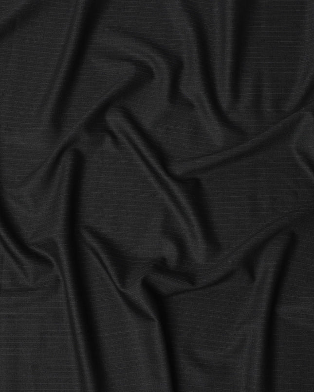 Black Pinstripe Premium Super 140’s SCABAL English All Wool Suiting Fabric, Width 150 cms, 3.75 Mtrs Cut, Made in United Kingdom-D26789