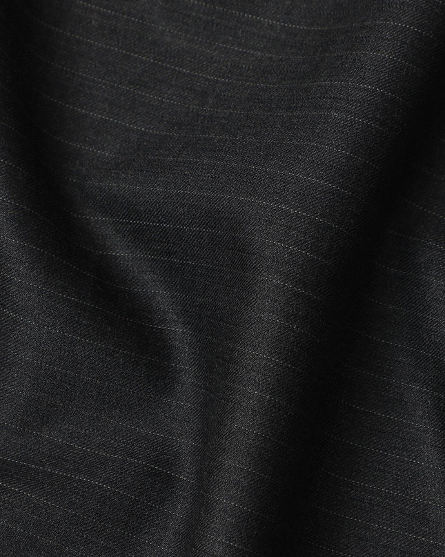 Black Pinstripe Premium Super 140’s SCABAL English All Wool Suiting Fabric, Width 150 cms, 3.75 Mtrs Cut, Made in United Kingdom-D26789