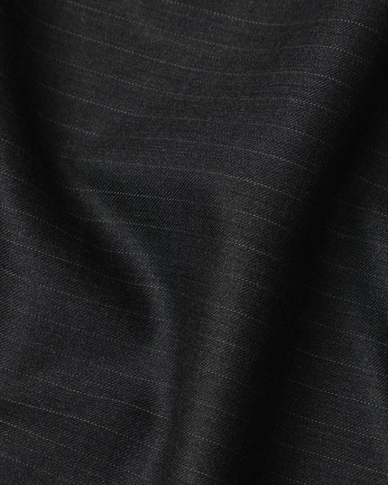 Charcoal Grey Pinstripe Super 140’s All Wool Suiting Fabric, 150 cm Width, 3.50 Mtrs Piece, Scabal Premium Cloth, Made in England-D26802