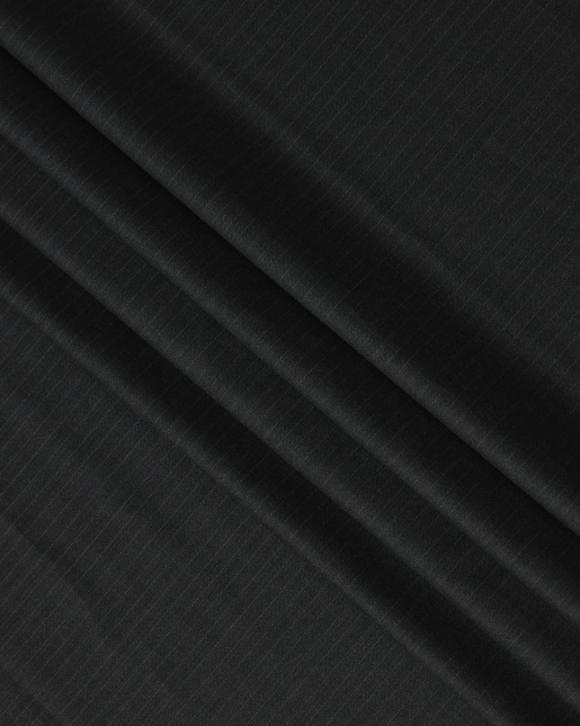 Charcoal Grey Pinstripe Super 140’s All Wool Suiting Fabric, 150 cm Width, 3.50 Mtrs Piece, Scabal Premium Cloth, Made in England-D26802