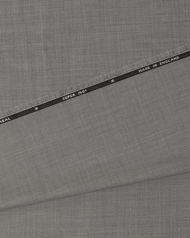 Light Grey Textured Super 140’s All Wool Suiting Fabric, 150 cm Width, 3.75 Mtrs Piece, Scabal Premium Cloth, Made in England-D26805