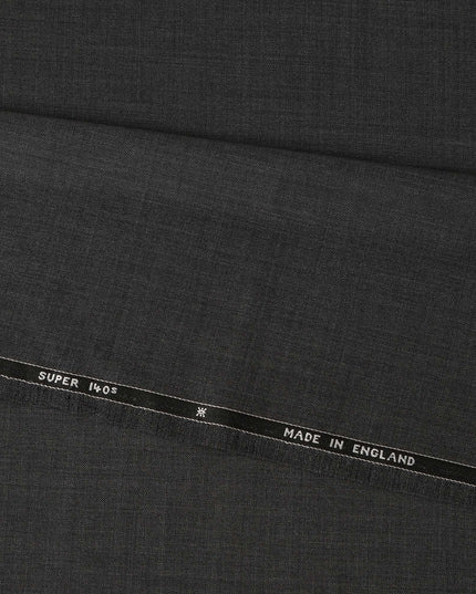 Charcoal Grey Super 140’s All Wool Suiting Fabric, 150 cm Width, 3.50 Mtrs Piece, Scabal Premium Cloth, Made in England-D26801