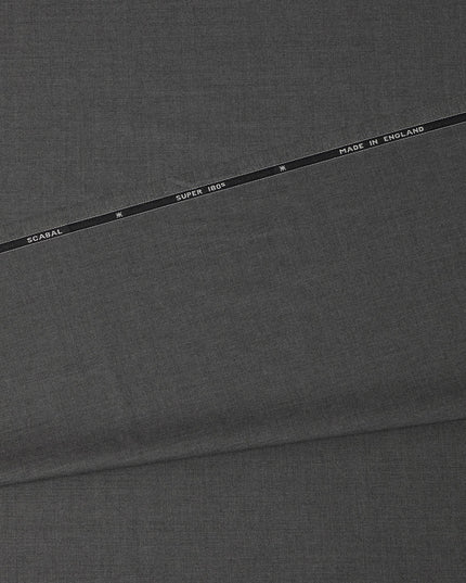 Dark Grey Super 180’s All Wool Suiting Fabric, 150 cm Width, 3.75 Mtrs Piece, SCABAL Premium Cloth, Made in Italy-D26803