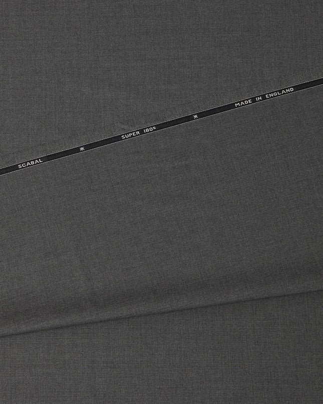 Dark Grey Super 180’s All Wool Suiting Fabric, 150 cm Width, 3.75 Mtrs Piece, SCABAL Premium Cloth, Made in Italy-D26803