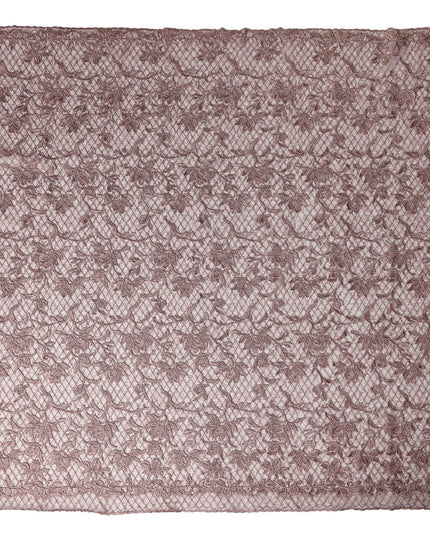 Mauve Pink Floral Embroidered Synthetic Lace Fabric 140 Cms From China-D27260
