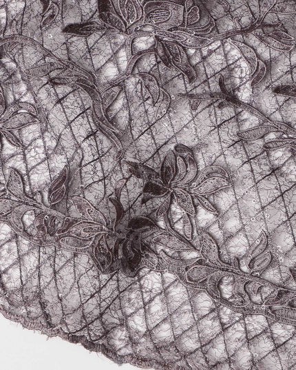 Black Floral Embroidered Synthetic Lace Fabric 140 Cms From China-D27254 - Regal Fabrics