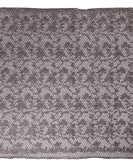 Black Floral Embroidered Synthetic Lace Fabric 140 Cms From China-D27254 - Regal Fabrics