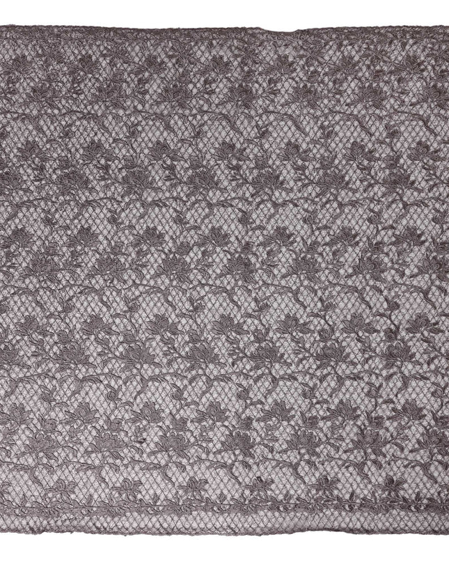 Black Floral Embroidered Synthetic Lace Fabric 140 Cms From China-D27254