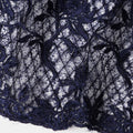 Navy Blue Floral Embroidered Synthetic Lace Fabric 140 Cms From China-D27261