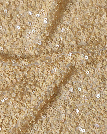 Antique Gold Silk Georgette Sequin Fabric 110cm