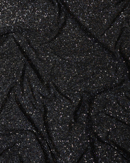 Jet Black Silk Georgette Sequin Fabric 110cm