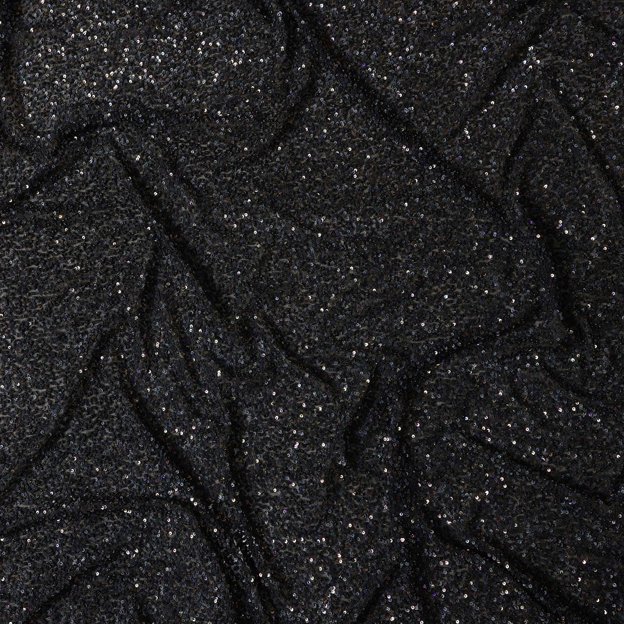 Jet Black Silk Georgette Sequin Fabric 110cm