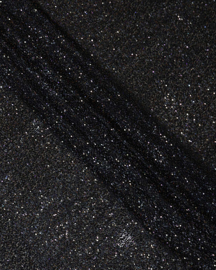 Jet Black Silk Georgette Sequin Fabric 110cm
